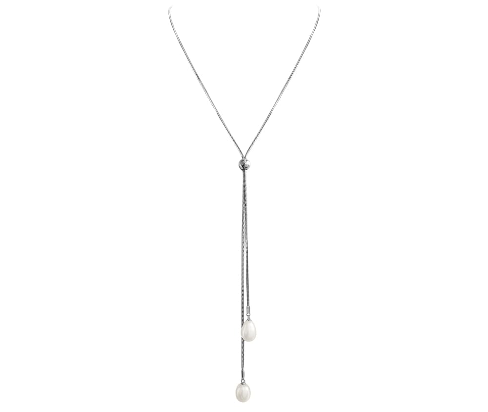 Luxusný strieborný náhrdelník Minet s prírodnými bielymi perlami 