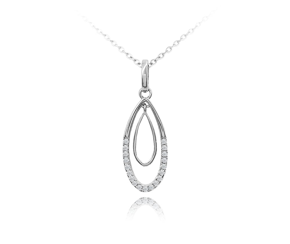 Minet Luxusný strieborný náhrdelník s bielými zirkónmi 