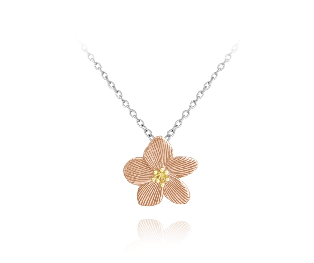 Rose Gold rozkvitnutý strieborný náhrdelník Minet Flowers 