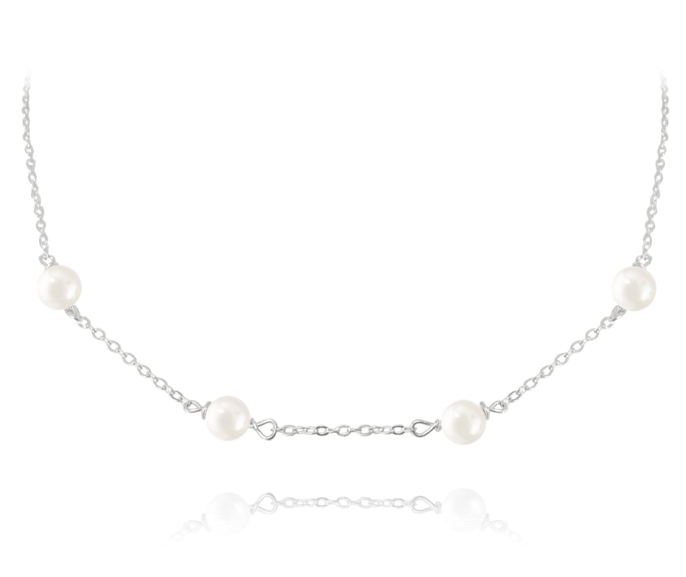 Strieborný náhrdelník Minet s prírodnými perlami 