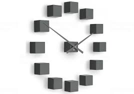 Dizajnové nástenné nalepovacie hodiny Future Time FT3000TT Cubic titanium 