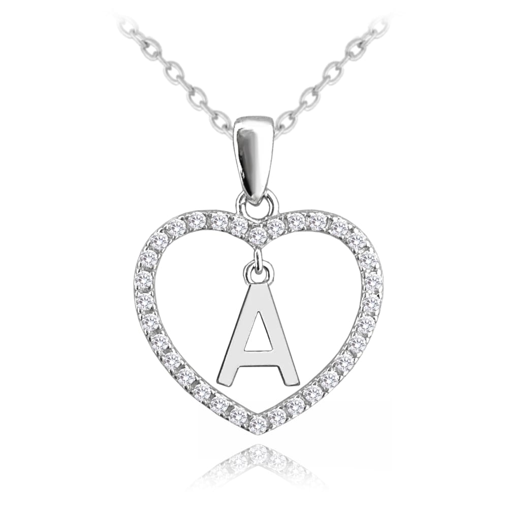 Strieborný náhrdelník písmeno v srdci "A" so zirkónmi Minet JMAS900ASN45 