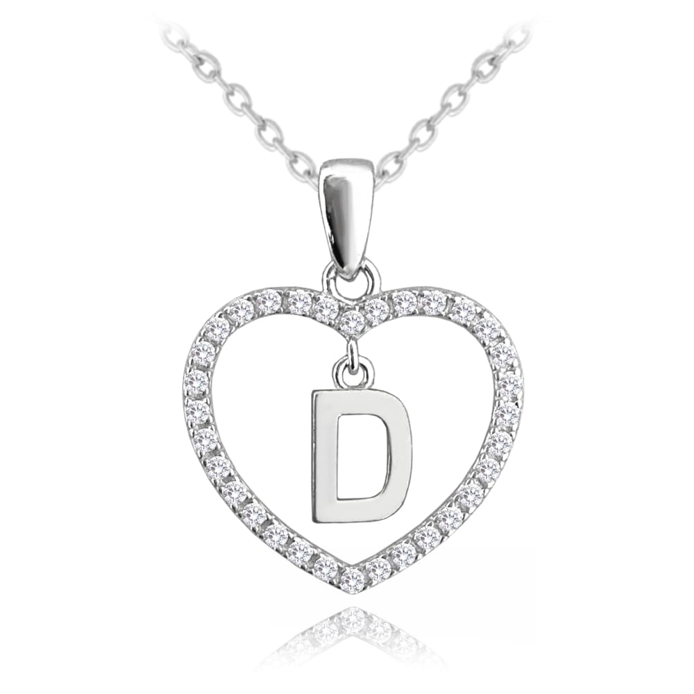 Strieborný náhrdelník písmeno v srdci "D" so zirkónmi Minet JMAS900DSN45 