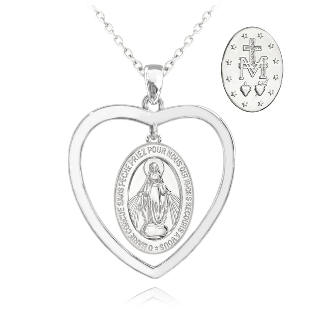 Strieborný náhrdelník Zázračná medaila v srdci Minet, JMAN0243SN45 