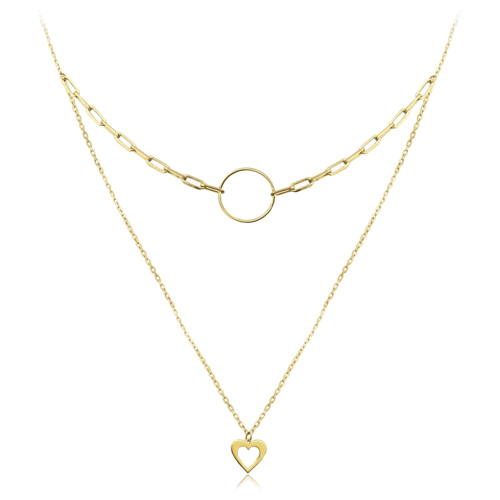 Zlatý náhrdelník s kruhom a srdcom Minet JMG0005 