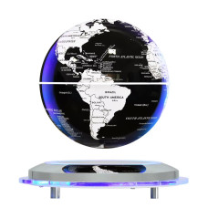 Čierny magnetický levitujúci glóbus so základňou UFO (14 cm) – svietiaci