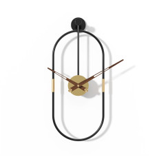 Luxusné oválne nástenné hodiny – moderný severský dizajn 57 cm čierno-zlaté