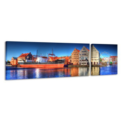 2-dielny obraz s hodinami, Soldek, 158x46cm 2-dielny obraz s hodinami, Soldek, 158x46cm