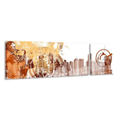 2-dielny obraz s hodinami, Saxofón, 158x46cm 2-dielny obraz s hodinami, Saxofón, 158x46cm