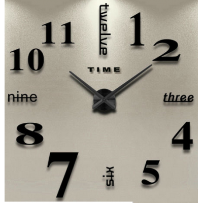 3D Nalepovacie hodiny DIY Clock Twelve Time, čierne 90-130cm 3D Nalepovacie hodiny DIY Clock Twelve Time, čierne 90-130cm