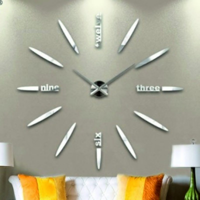 3D Nalepovacie hodiny DIY Clock BIG Twelve C1, strieborné 130cm 3D Nalepovacie hodiny DIY Clock BIG Twelve C1, strieborné 130cm