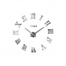 3D Nalepovacie hodiny DIY Clock Roma C2, strieborné 90-130cm