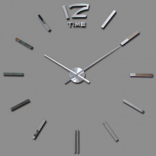 3D Nalepovacie hodiny DIY Clock BIG Time XL, Silver 90-130cm 3D Nalepovacie hodiny DIY Clock BIG Time XL, Silver 90-130cm