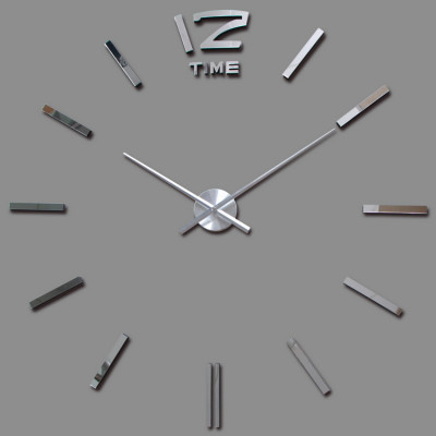 3D Nalepovacie hodiny DIY Clock BIG Time XL, Silver 90-130cm 3D Nalepovacie hodiny DIY Clock BIG Time XL, Silver 90-130cm