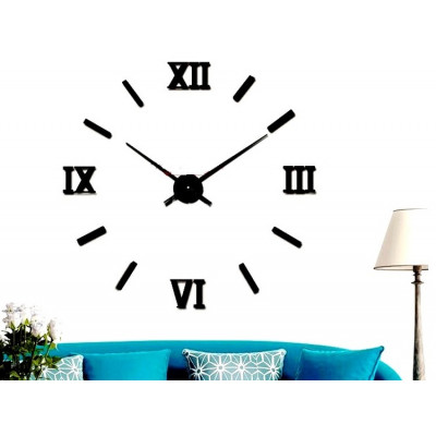 3D Nalepovacie hodiny Roman Numbers, Black 80-130cm 3D Nalepovacie hodiny Roman Numbers, Black 80-130cm