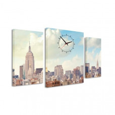 3-dielný obraz s hodinami, NYC Downtown, 95x60cm