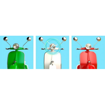 3-dielny obraz s hodinami, Vespa, 35x105cm 3-dielny obraz s hodinami, Vespa, 35x105cm