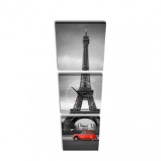 3-dielny obraz s hodinami, Paris, 35x105cm