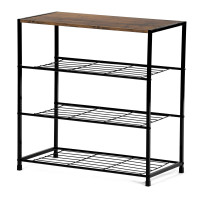 Trojúrovňový kovový botník Autronic GD-414 OLW – regál v dekore olejovaného dreva, 63 cm Trojúrovňový kovový botník Autronic GD-414 OLW – regál v dekore olejovaného dreva, 63 cm