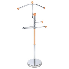 Kovový nemý sluha Autronic ABD-1278 CR – chróm/drevo stojan na oblečenie Kovový nemý sluha Autronic ABD-1278 CR – chróm/drevo stojan na oblečenie