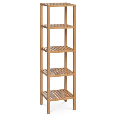 Bambusový regál s 5 policami Autronic DR-011-3 – prírodný masív, 140 cm
