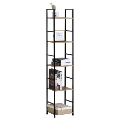Regál s 5 policami Autronic GD-215 OAK – industriálny regál dub/čierny