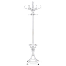 Klasický drevený stojanový vešiak Autronic F-2059 WT – biely masív, 185 cm