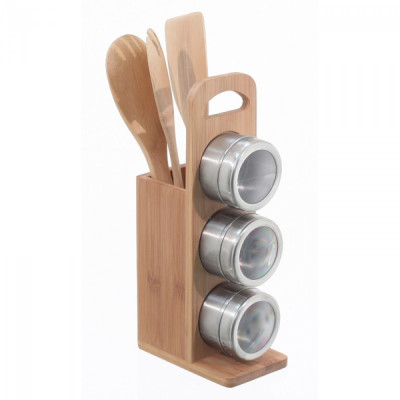Bambusový stojan s náradím 3 + 3 magnetické koreničky, Bamboo Bambusový stojan s náradím 3 + 3 magnetické koreničky, Bamboo