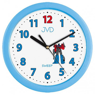 Detské nástenné hodiny JVD H12.6 s robotom – modré, 25 cm