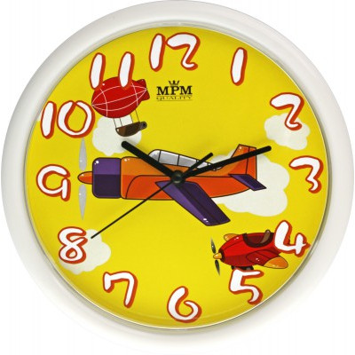 Detské nástenné hodiny MPM, 3088.0010.SW - biela/žltá, 25cm Detské nástenné hodiny MPM, 3088.0010.SW - biela/žltá, 25cm