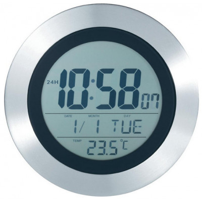 Digitálne nástenné DCF hodiny s teplomerom, 20 cm