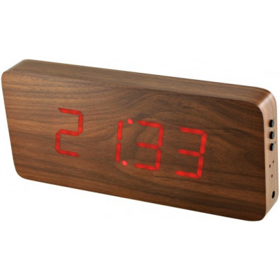 Digitálny LED budík/ hodiny MPM s dátumom a teplomerom 3672.50, red