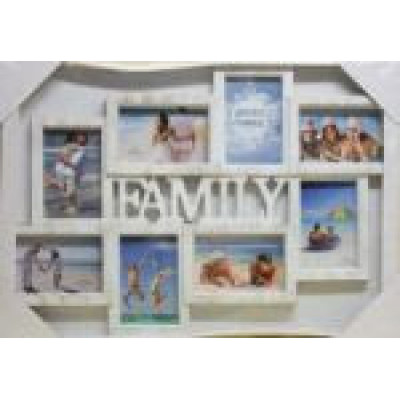 Fotorám Family na 8 fotiek biela patina, 62x43cm