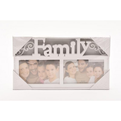 Fotorám na 2 fotky, Family biely, 32x18cm