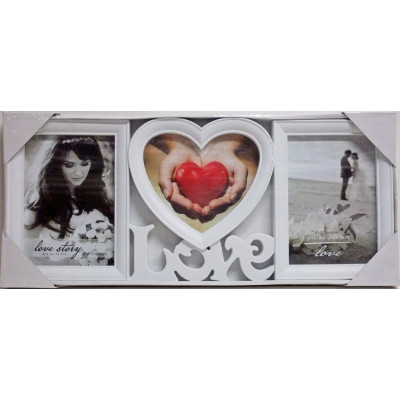 Fotorám na 3 fotky Love Story, biely 49x21cm Fotorám na 3 fotky Love Story, biely 49x21cm