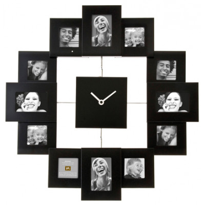 Hodiny na stenu s fotorámikmi black 40cm Hodiny na stenu s fotorámikmi black 40cm
