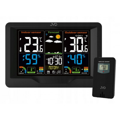 Meteorologická stanica JVD RB3383 – 16 cm, rádiom riadená Meteorologická stanica JVD RB3383 – 16 cm, rádiom riadená