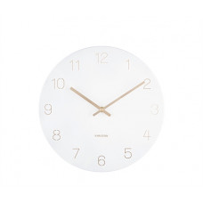 Nástenné hodiny Karlsson KA5788WH Charm Engraved Numbers – bielo-zlaté, 30 cm