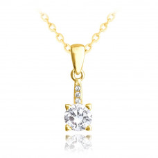 Pozlátený elegantný strieborný náhrdelník s bielym zirkónom, Minet JMAS0150GN45