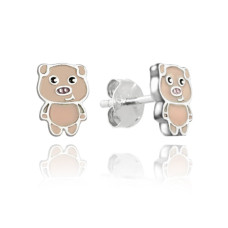 Farebné strieborné náušnice Minet JMAD0041PE00, PIGGIES Farebné strieborné náušnice Minet JMAD0041PE00, PIGGIES