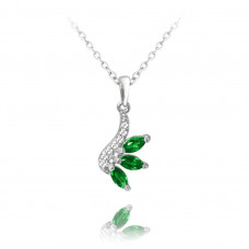 Luxusný rozkvitnutý strieborný náhrdelník Minet Flowers so zelenými zirkónmi