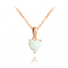 Minet Rose gold strieborný náhrdelník Srdiečko s bielým opálom Minet Rose gold strieborný náhrdelník Srdiečko s bielým opálom