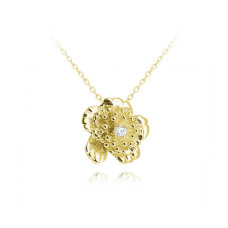 Pozlátený strieborný náhrdelník kvet so zirkónom Minet, JMAS0100GN45