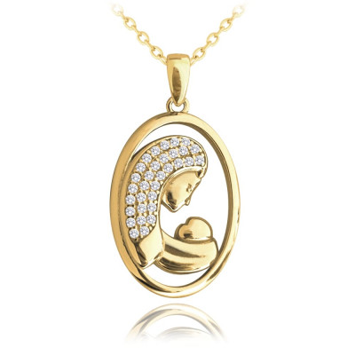 Pozlátený strieborný náhrdelník madonna s bielymi zirkónmi, Minet JMAN0419GN45 Pozlátený strieborný náhrdelník madonna s bielymi zirkónmi, Minet JMAN0419GN45