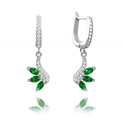 Luxusné rozkvitnuté strieborné náušnice Minet Flowers so zelenými zirkónmi Luxusné rozkvitnuté strieborné náušnice Minet Flowers so zelenými zirkónmi