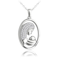 Strieborný náhrdelník MADONNA s bielymi zirkónmi, Minet JMAN0419SN45 Strieborný náhrdelník MADONNA s bielymi zirkónmi, Minet JMAN0419SN45