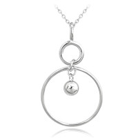 Moderný strieborný náhrdelník Circle s guľôčkou, Minet JMAS0199SN45