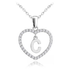 Strieborný náhrdelník písmeno v srdci "C" so zirkónmi Minet JMAS900CSN45