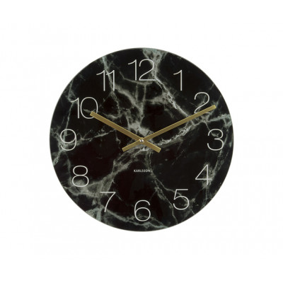 Mramorové hodiny 2v1 Karlsson KA5616BK Marble Small – čierne mramorové so zlatými ručičkami, 17 cm Mramorové hodiny 2v1 Karlsson KA5616BK Marble Small – čierne mramorové so zlatými ručičkami, 17 cm