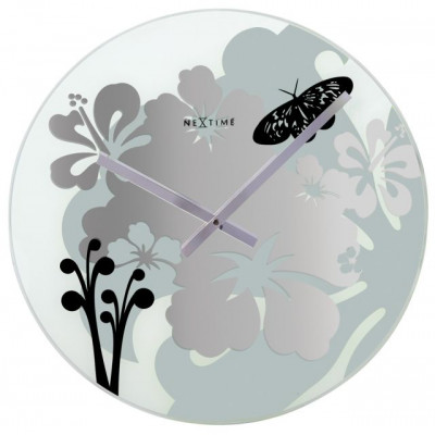 Nástenné hodiny Hibiscus Black Nextime 43cm Nástenné hodiny Hibiscus Black Nextime 43cm